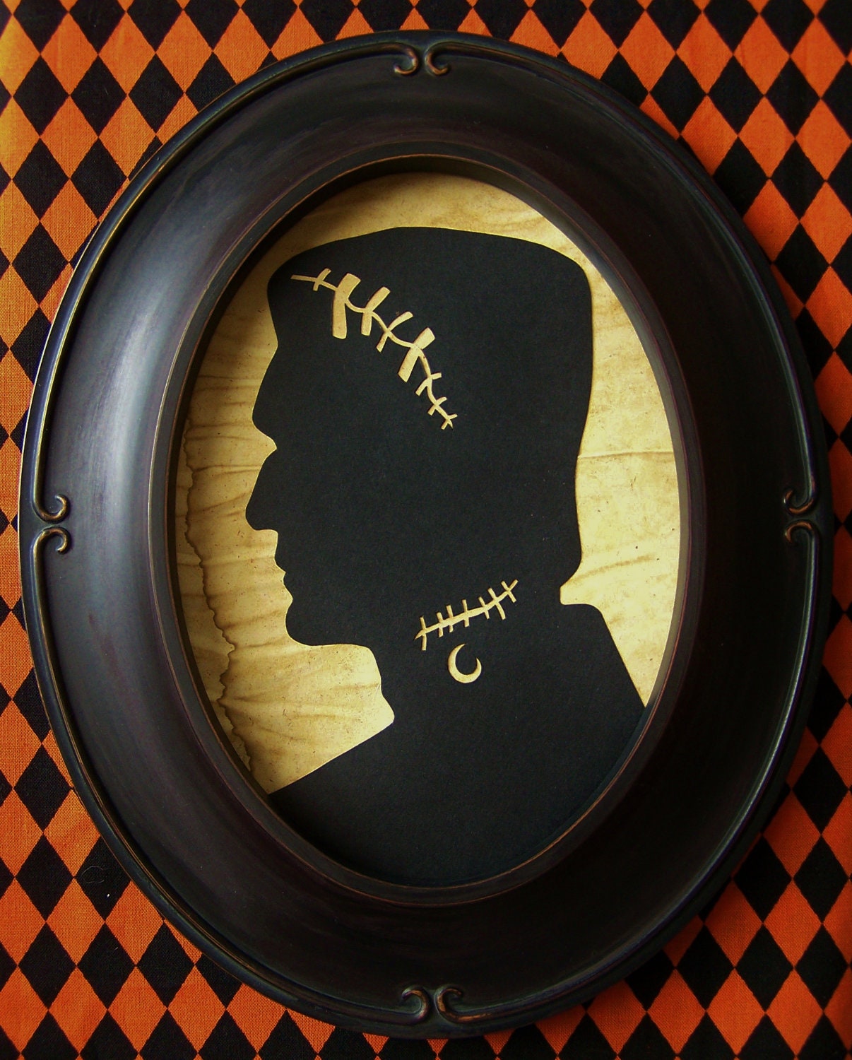 Primitive Frankenstein Framed Halloween Silhouette