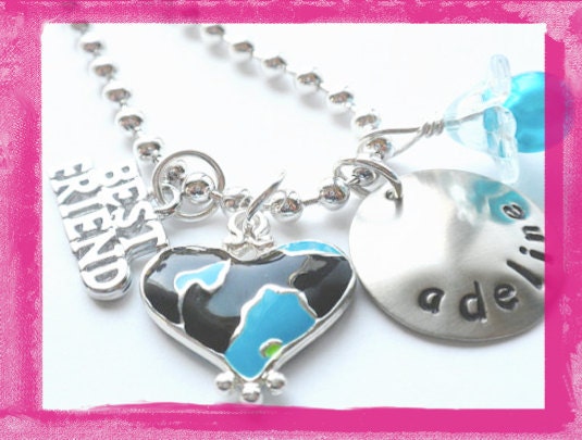 Personalized Necklace Hand Stamped Best Friend  Necklace for Children
