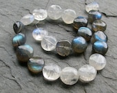 Labradorite & Moonstone Smooth Coin Beads, 9 inches, 10mm (8k16)