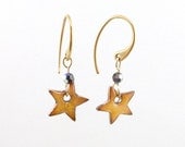 Golden Enamel Star Dangle Earrings