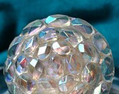 Ring. Vintage repurposed button. Clear. Iridescent. Adjustable.