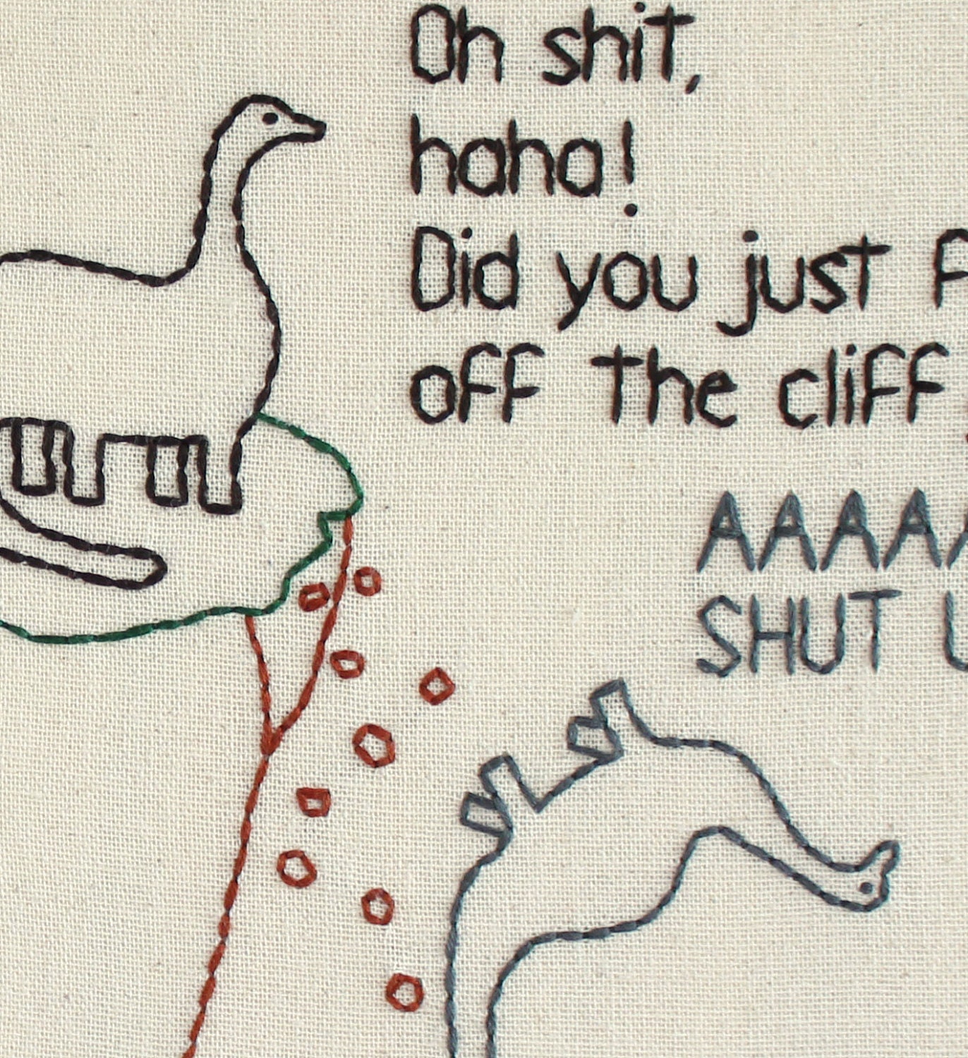 Dinosaur Eats It Hand Embroidery - 8" Hoop