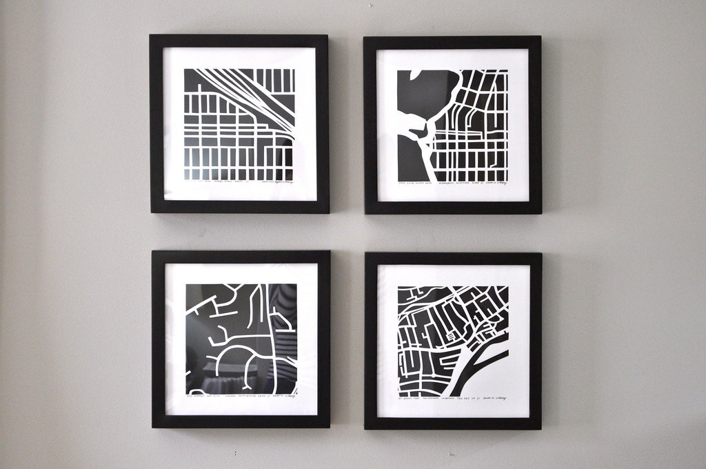 personalized mapcut, SET of 4