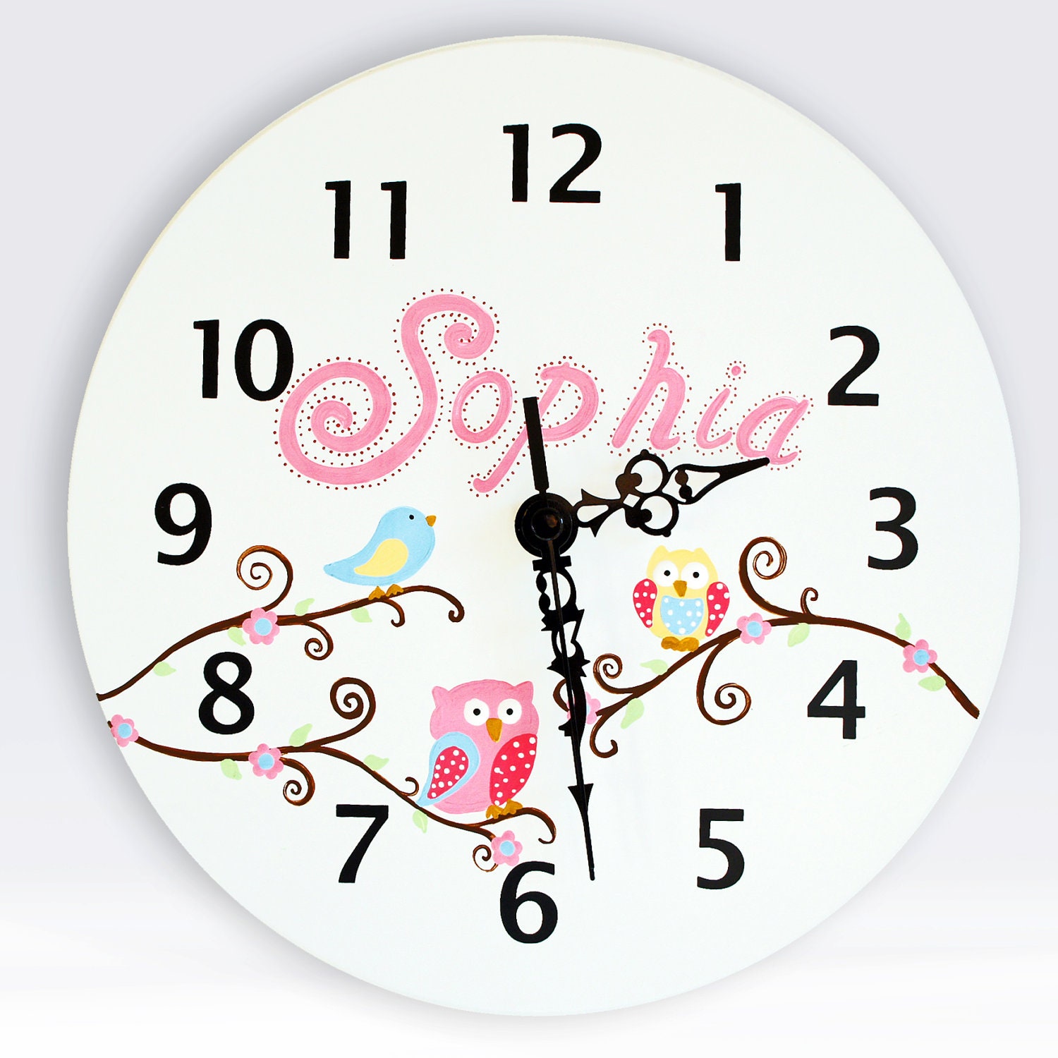Children Wall Clock Owls and Birds