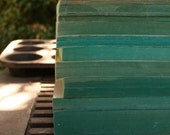 home decor green colored edged pages paperback book set vintage