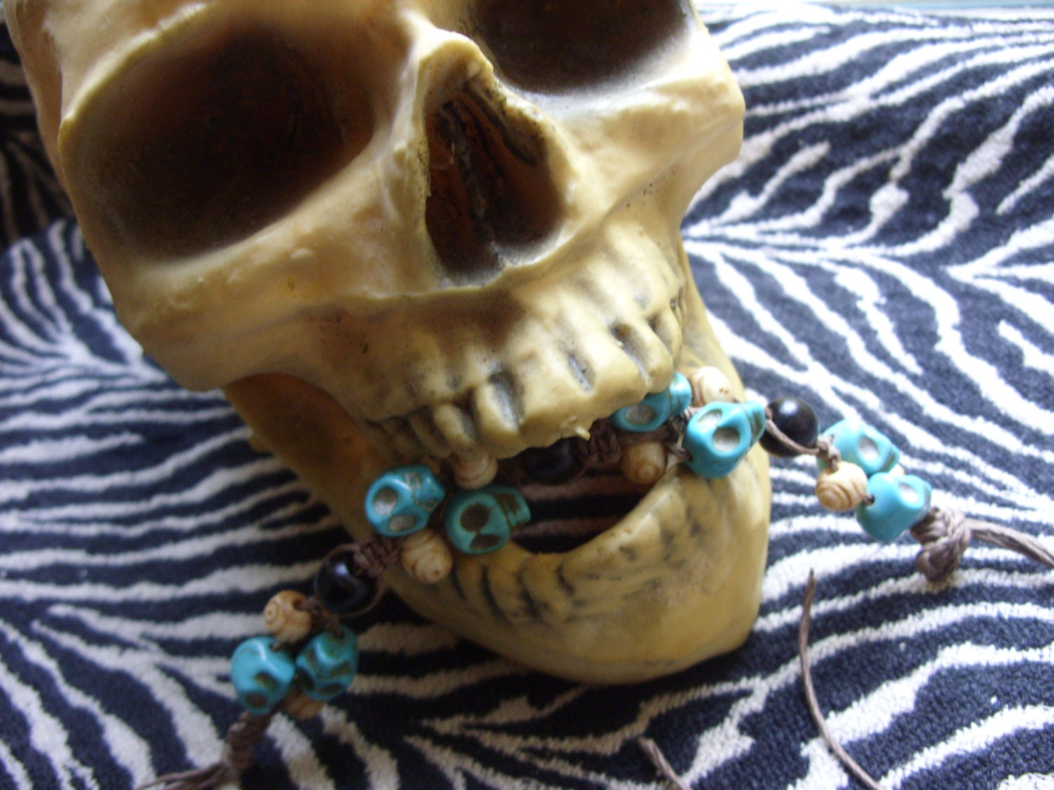 Turquoise Skull Hemp Bracelet