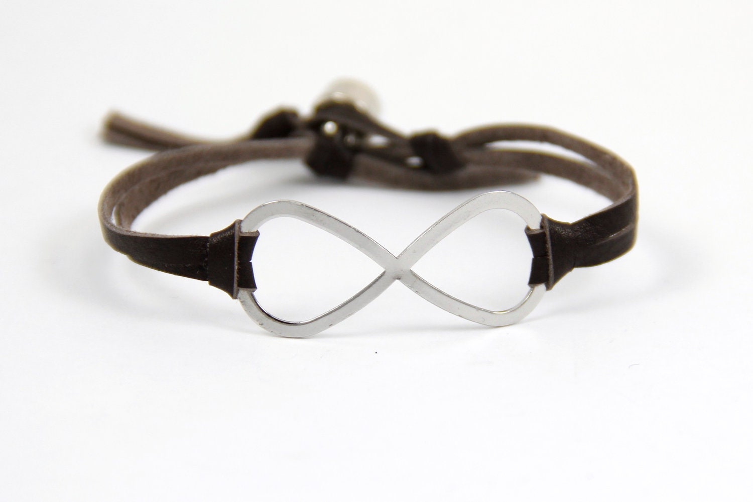 Infinity - Dark Brown Leather and Silver Rhinestone