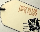 Travel favor tags, first class gift tags, set of 12
