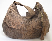 Recycled Leather Jacket Handbag ... Large Tan Soft and Slouchy Worn Look Hobo Bag