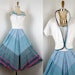 1940s 1950s Dress - TWIST OF FATE Vintage 40s 50s Blue White Designer Cotton Party Sundress and Bolero Jacket m l