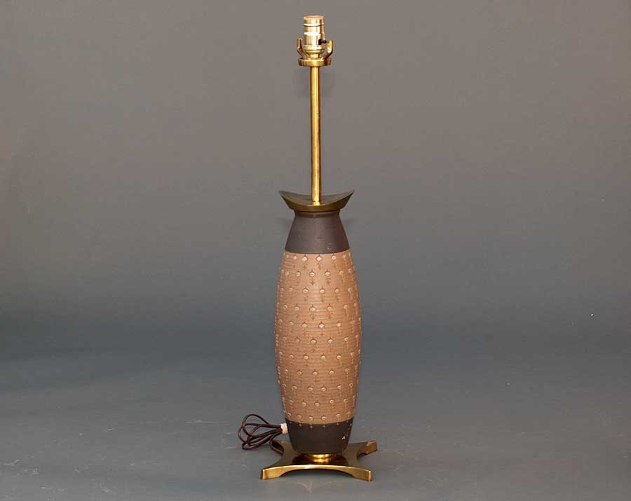 SALE Vintage Midcentury Bitossi Modern Italian Solid Brass Earthenware Table Lamp