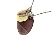 Natural stone necklace handmade from real, undyed river rocks. Mahogany River - 491