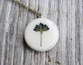 Pressed Lavender Necklace Real Dried Lavender Flower Buds Wood Resin Pendant Unique Jewelry Naturalist Gift Bridal Jewelry