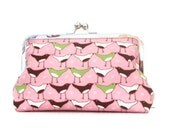 CLUTCH PURSE Pink with "tweet" birds  Handmade  for Bridesmaids