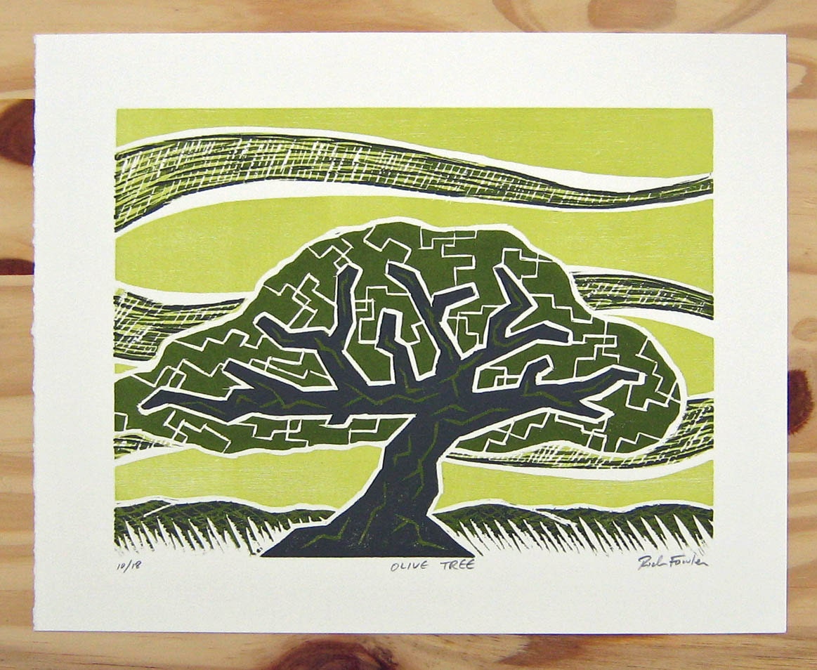 Olive Tree - Reduction Woodcut Print