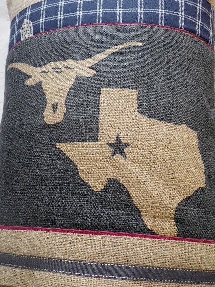 hand printed Texas State flag cushion cover