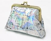 Hand printed metallic distressed holographic coin purse - BlackCactusLondon