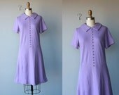 60s dress / 60s day dress / lavender knit dress / 1960s a-line shift dress - size medium