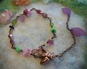 Bracelet with Copper Bee and Colorful Beads