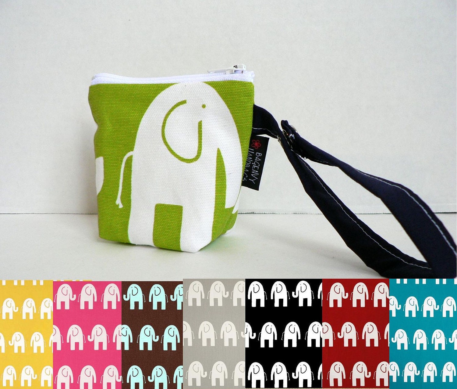 BagEnvy Handbags' Pacifier Pouch - Custom Design Your Own - Marching Elephants