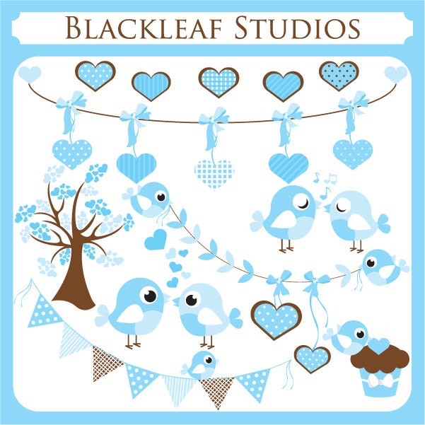 Cute Birds digital Clip Art Instant Download- twitter birds, love, hearts, scrapbooking, premade logo- Personal and Commercial Use Il_170x135