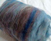 Turquoise n Silver Batt Fiber Alpaca Sparkle superwash merino wool mohair Art Batt Fibre