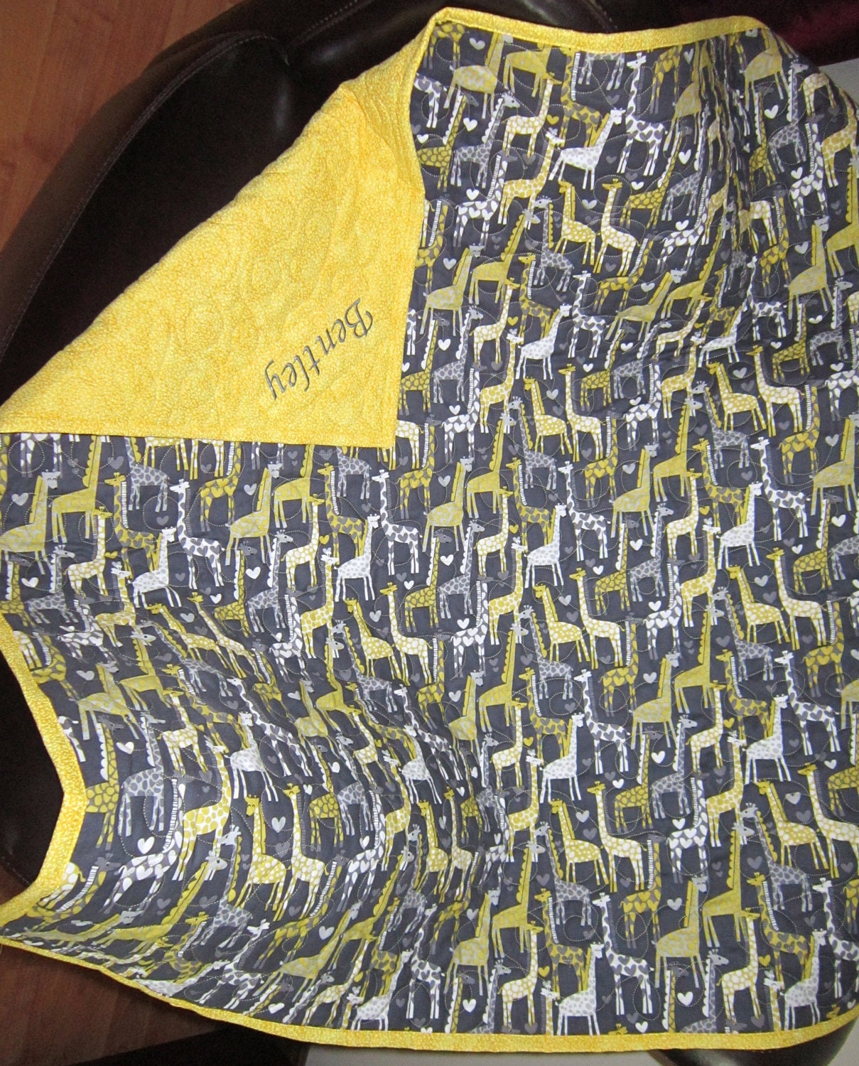 Baby Quilt Animal Baby Bedding Crib Quilt Yellow Grey Personalized Bedding Nursery Girl Quilt Boy Quilt  Children Decor Room Decor Baby