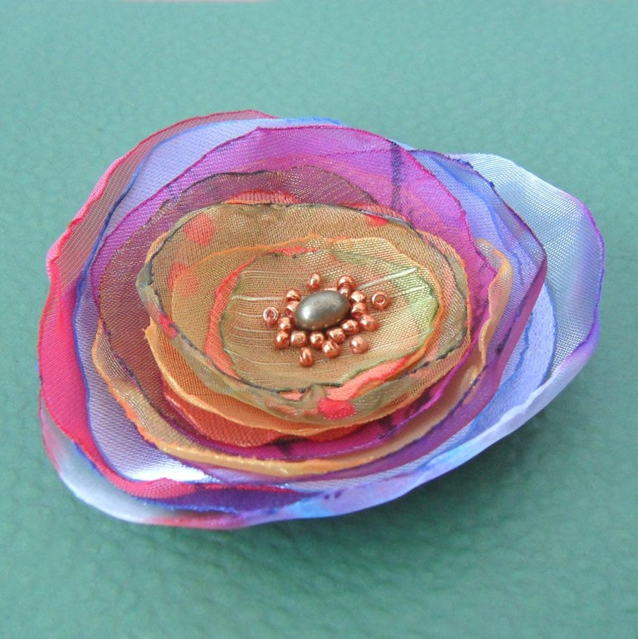 Dream Multicolor Fabric Flower Brooch, Pin
