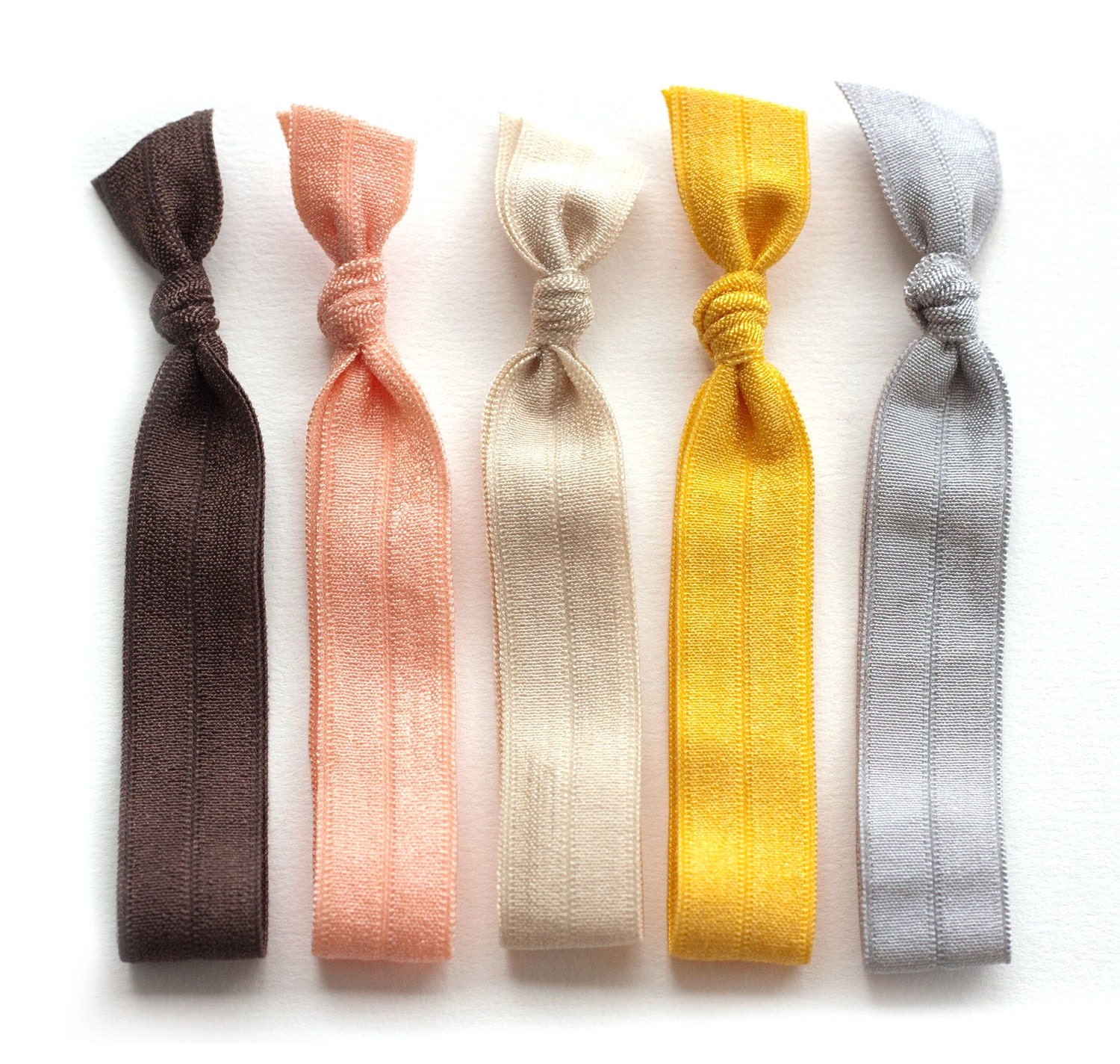 The Rustic Hair Tie Package - 5 Elastic Solid Color Hair Ties that Double as Bracelets by Mane Message on Etsy