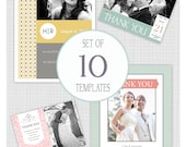 INSTANT DOWNLOAD: 10 PSD Wedding thank you card templates. Mini Pack 15. Il_170x135