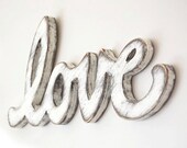 Cottage decor love wedding sign classic white - wooden wall sign