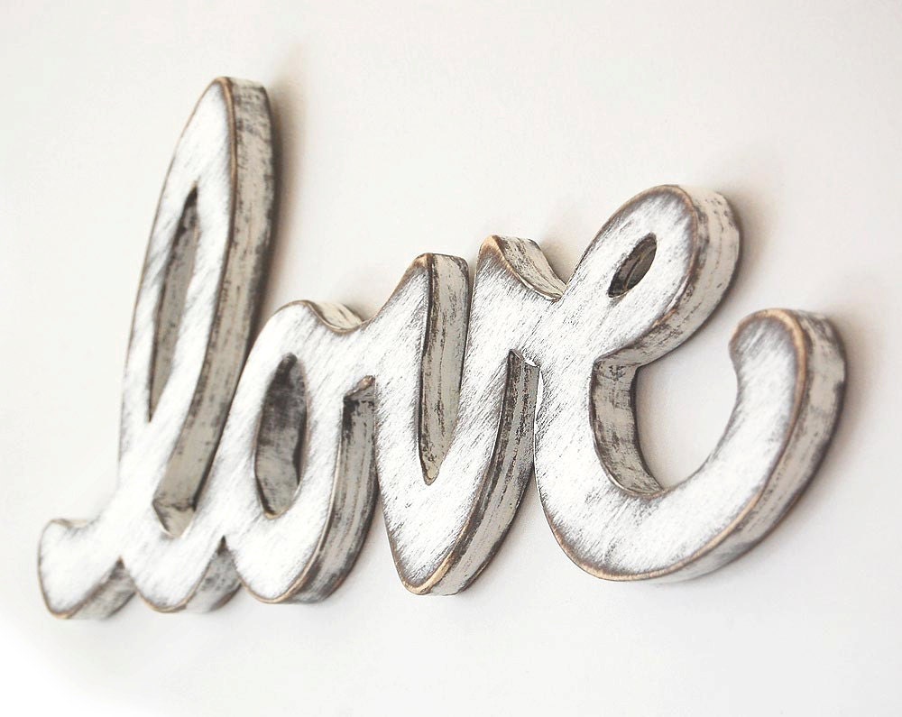Cottage decor love wedding sign classic white - wooden wall sign