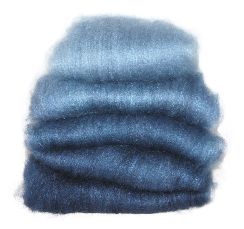 BFL/Silk Navy Ombre Batts - 5 ounces