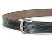Black Leather Belt, Mens Black Leather Belt, full grain leather belt, GIFT FOR HIM, 1/5" wide, brass buckle