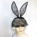 Black lace bunny ears veiled headband