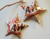 Diet A&W Root Beer Stars Ornaments  Soda Can Upcycled