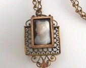 Victorian Cameo Left Facing Mourning Necklace Hair Photo Compartment