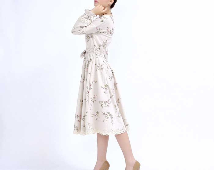 Midi floral linen dress (269)