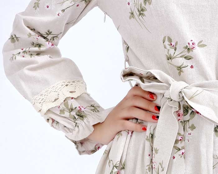 Midi floral linen dress (269)