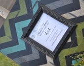 Black, Green, Grey, White and Turquoise Distressed Chevron 4x4 Frame