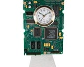 Circuit Board Alarm Clock from Recycled Computer Hard Drive Controller Board. (H)