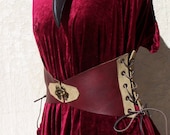 Sexy Burgandy Leather Corset Steampunk ren fair unisex adjustable small - medium