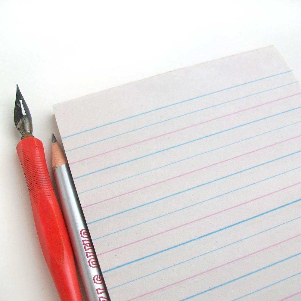 Schoolhouse Notepad  Vintage Inspired Lined Writing Paper with Red & Blue Stripes