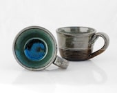 ceramic mugs blue  - set of two - claylicious