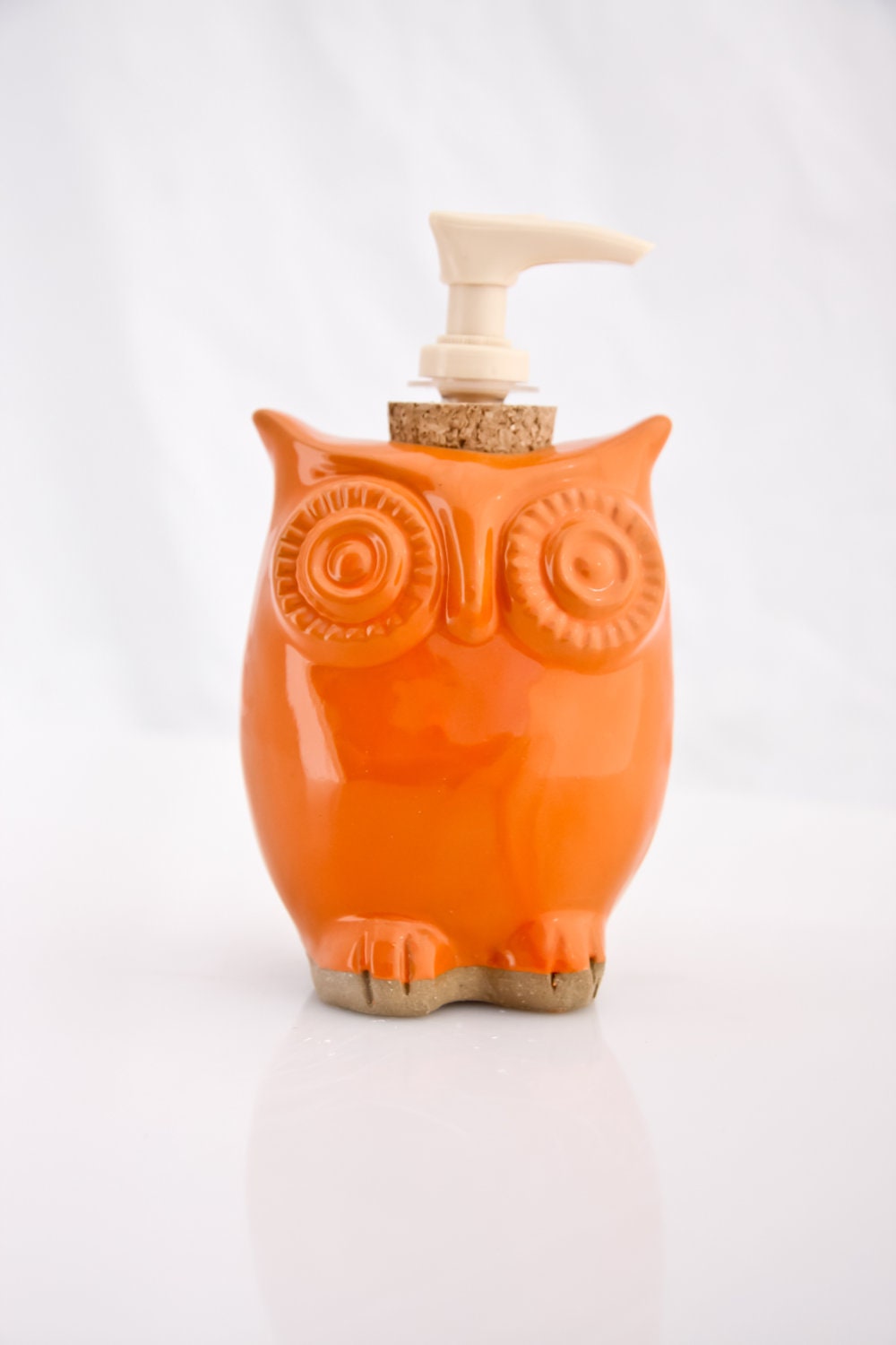 Owl Soap dispenser in tangerine orange - eco friendly