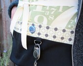 Teacher Apron - Vendor Apron New Item, Numerals Utility Apron with Pockets and Pinback in Sage Green, Parchment & Black -Craft Apron
