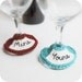 Yours Mine Wine Glass Cozy Marker red turquoise funny crochet handmade set of 2 cover