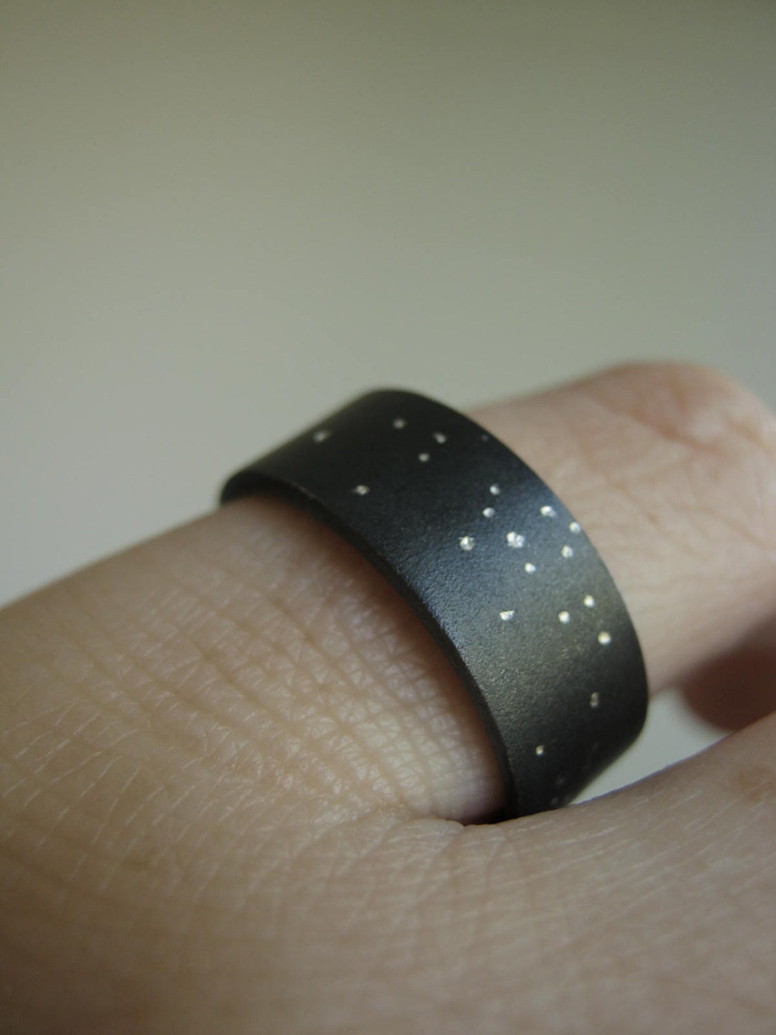 Uranus -  Starry Night, Rustic Heavy Band in Sterling Silver