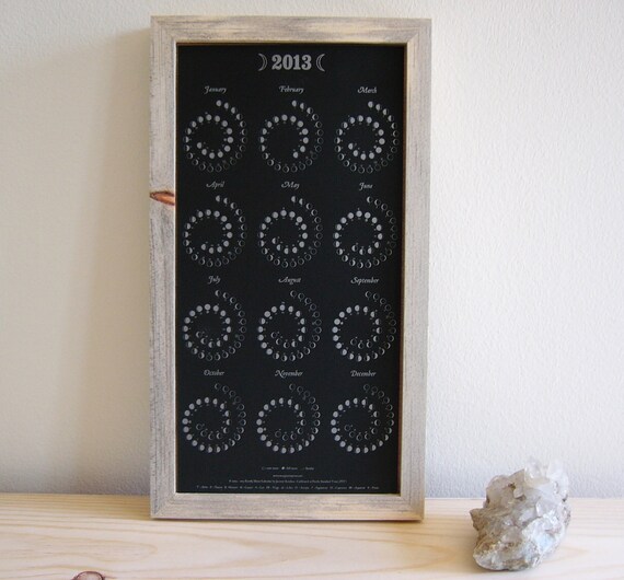 2013 Moon Calendar in OBSIDIAN BLACK - Letterpress Edition