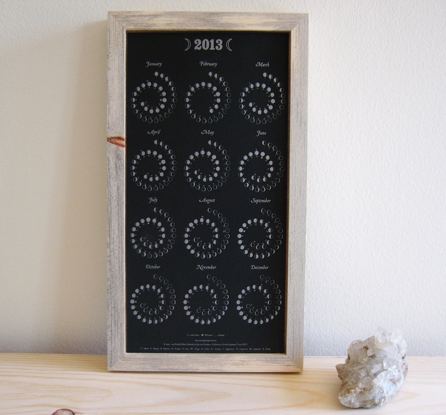 2013 Moon Calendar in OBSIDIAN BLACK - Letterpress Edition